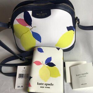 NEW Kate Spade Sylvia Lemon Zest Large Dome Crossbody & Passport holder to match